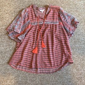 Orange and gray patterned blouse